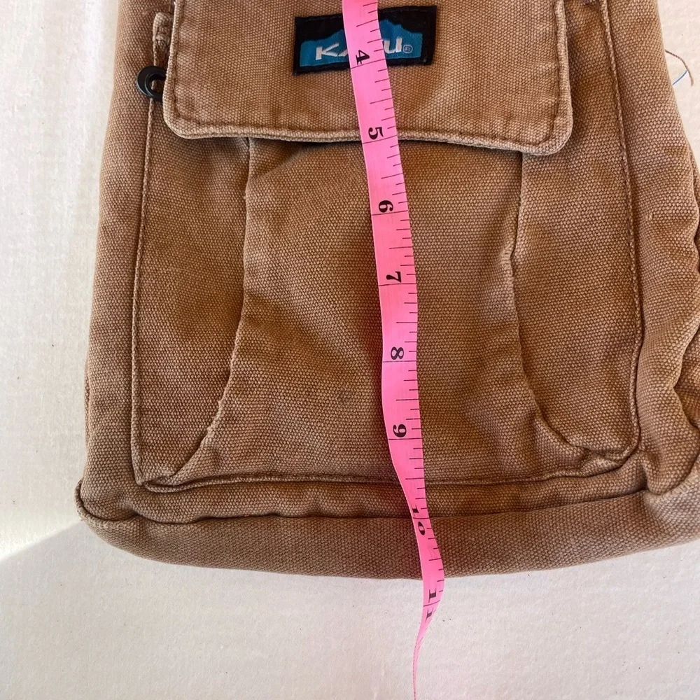 KAVU Tan Crossbody Bag with Patterned Trim